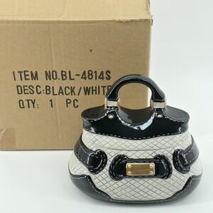 David's‎ Cookies Purse Cookie Jar #BL-4814 Candy Trinket Black/White/Gold New